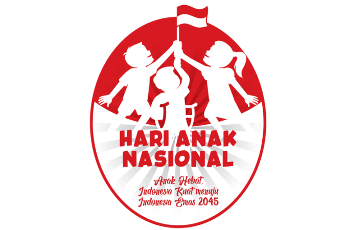 Logo Hari Anak Nasional 2025, dengan tema Anak Hebat, Indonesia Kuat menuju Indonesia Emas 2045.(Dok. KemenPPA)
